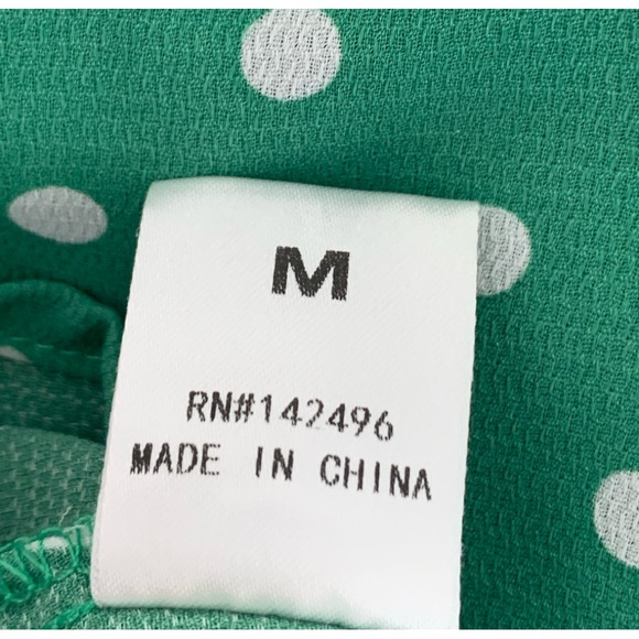 Re:Named Polka Dot Strap Tank Top, green/white. Size Medium - Picture 4 of 6